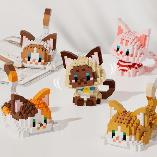 Cartoon Cat Building Block Set