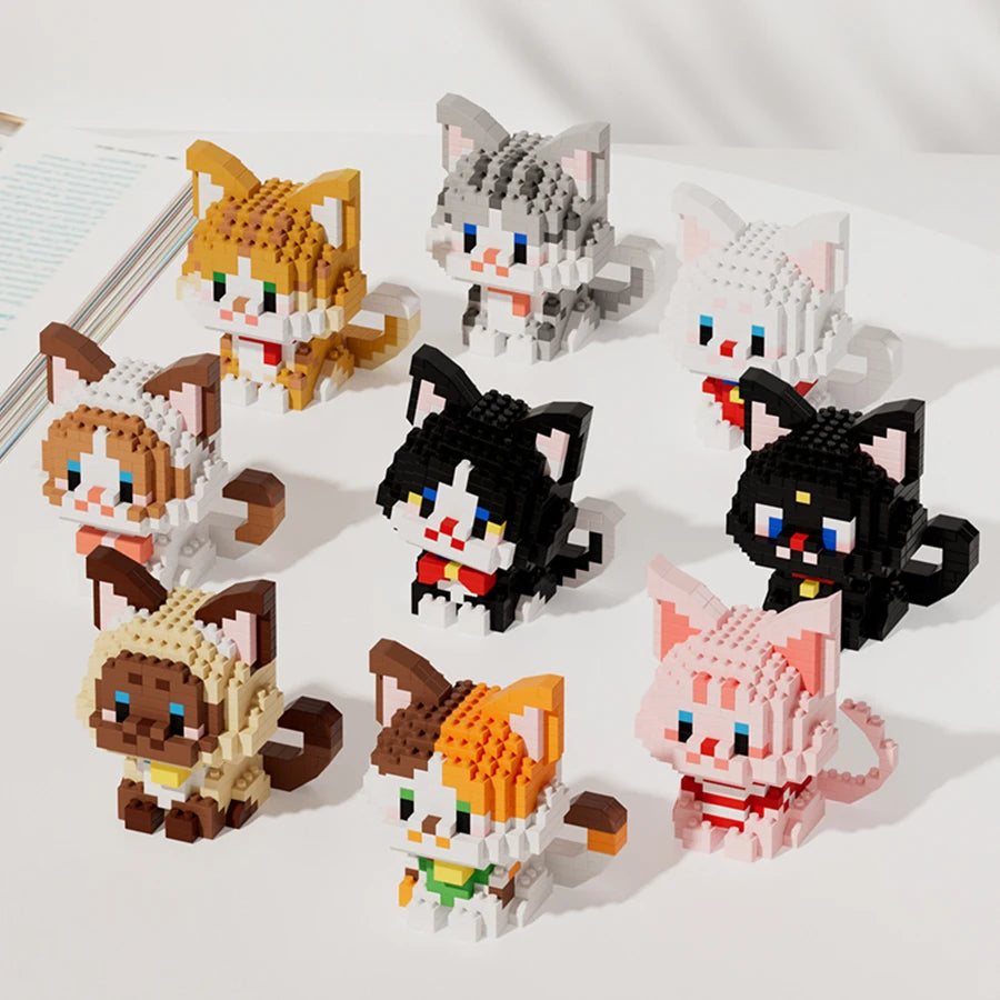 Cartoon Cat Building Block Set