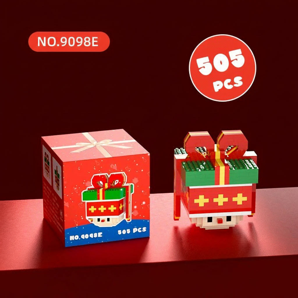 Red gift box with a small figure on a dark red background, labeled '505 pcs'.