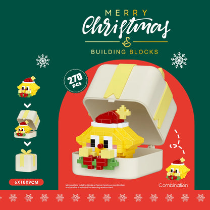 Christmas-themed building block set with Santa Claus design on a green and red background