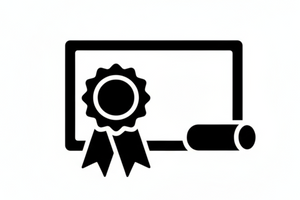 ein schwarzes icon auf weißem hintergrund wie ein zertifikat